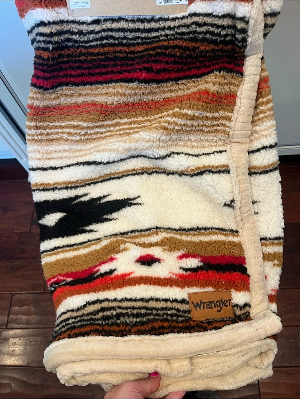 Wrangler Sherpa Multi-Striped Plush Throw Blanket